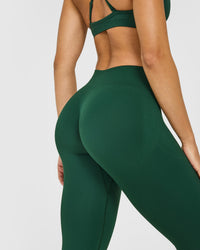 EnhanceLift™ Seamless Leggings with White Logo | Racing Green