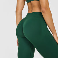 EnhanceLift™ Seamless Leggings with White Logo | Racing Green