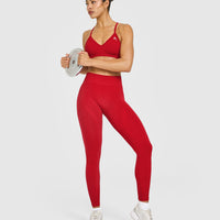 EnhanceLift™ Seamless Leggings with White Logo | Light Toasted Red