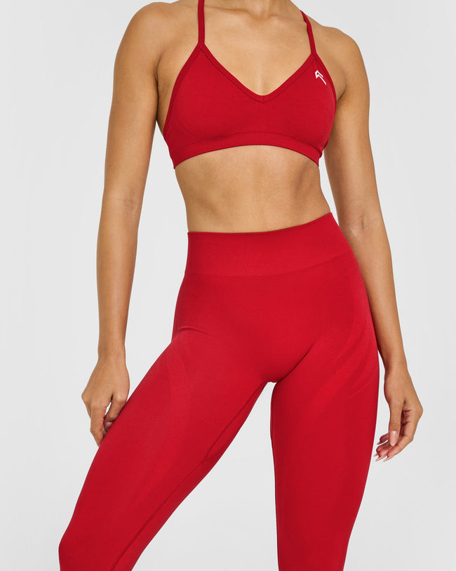 EnhanceLift™ Seamless Leggings with White Logo | Light Toasted Red