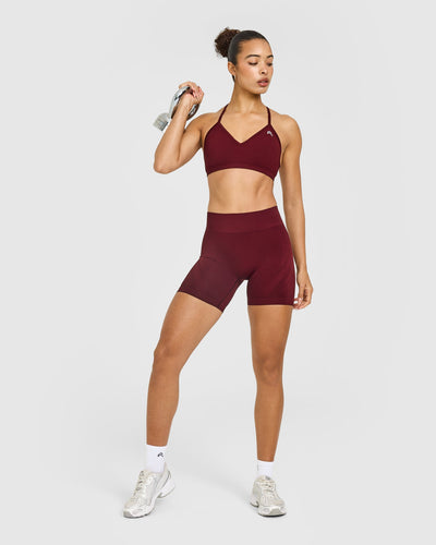 EnhanceLift™ Seamless Shorts with White Logo | Rosewood