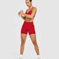 EnhanceLift™ Seamless Shorts with White Logo | Light Toasted Red