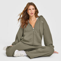 Foundations Zip Through Hoodie | Alpine Green