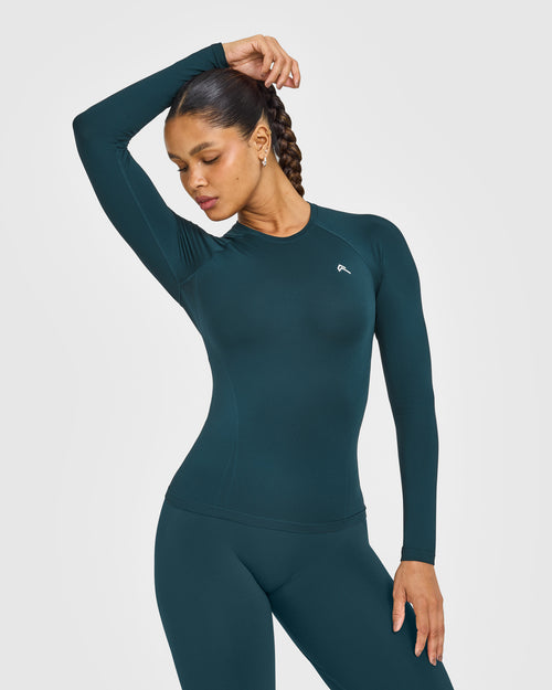 Oner Modal Go To Seamless Fitted Long Sleeve Top | Oil Blue
