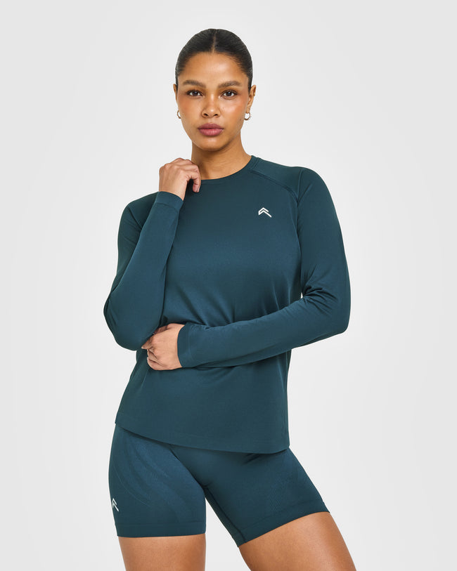 Go To Seamless Loose Long Sleeve Top | Oil Blue