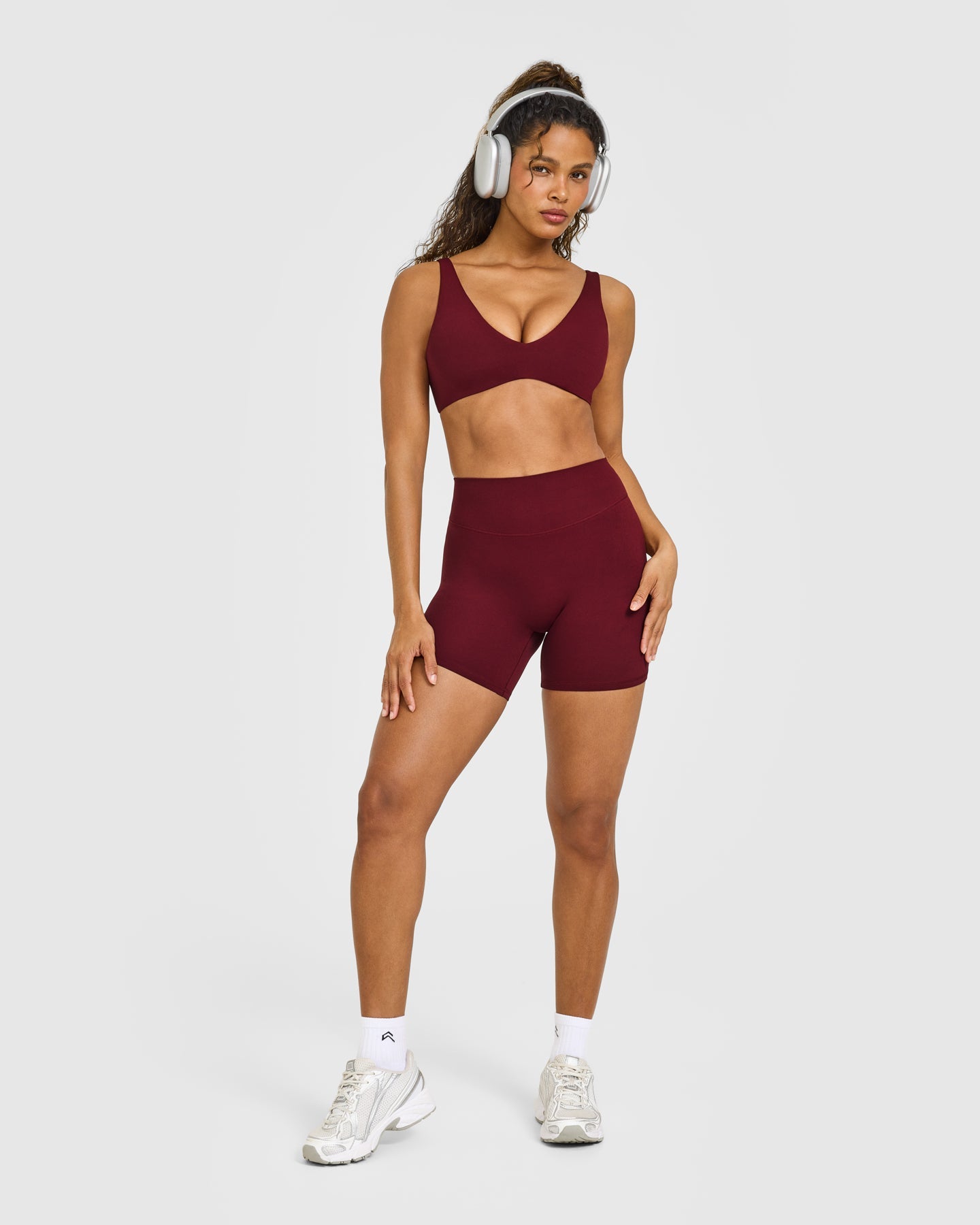 SoftMotion™ High Waisted Shorts 6" with White Logo | Light Rosewood