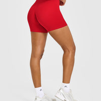 SoftMotion™ High Waisted Shorts 6" with White Logo | Light Toasted Red