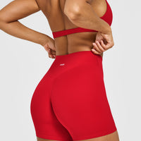 SoftMotion™ High Waisted Shorts 6" with White Logo | Light Toasted Red
