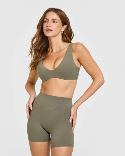 Oner Modal SoftMotion™ Scoop Back Bralette with White Logo | Alpine Green