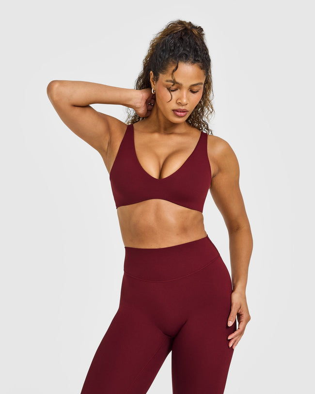 SoftMotion™ Scoop Back Bralette with White Logo | Light Rosewood