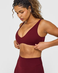 SoftMotion™ Scoop Back Bralette with White Logo | Light Rosewood