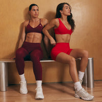 SoftMotion™ Scoop Back Bralette with White Logo | Light Toasted Red