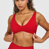 SoftMotion™ Scoop Back Bralette with White Logo | Light Toasted Red