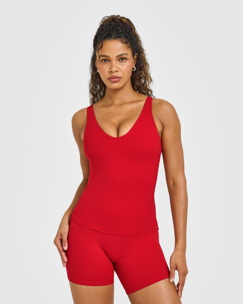 SoftMotion™ Scoop Neck Vest with White Logo | Light Toasted Red