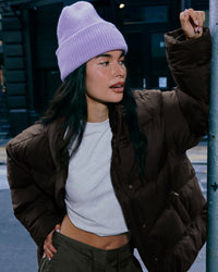 Wool Rib Knit Beanie | Lavender Purple