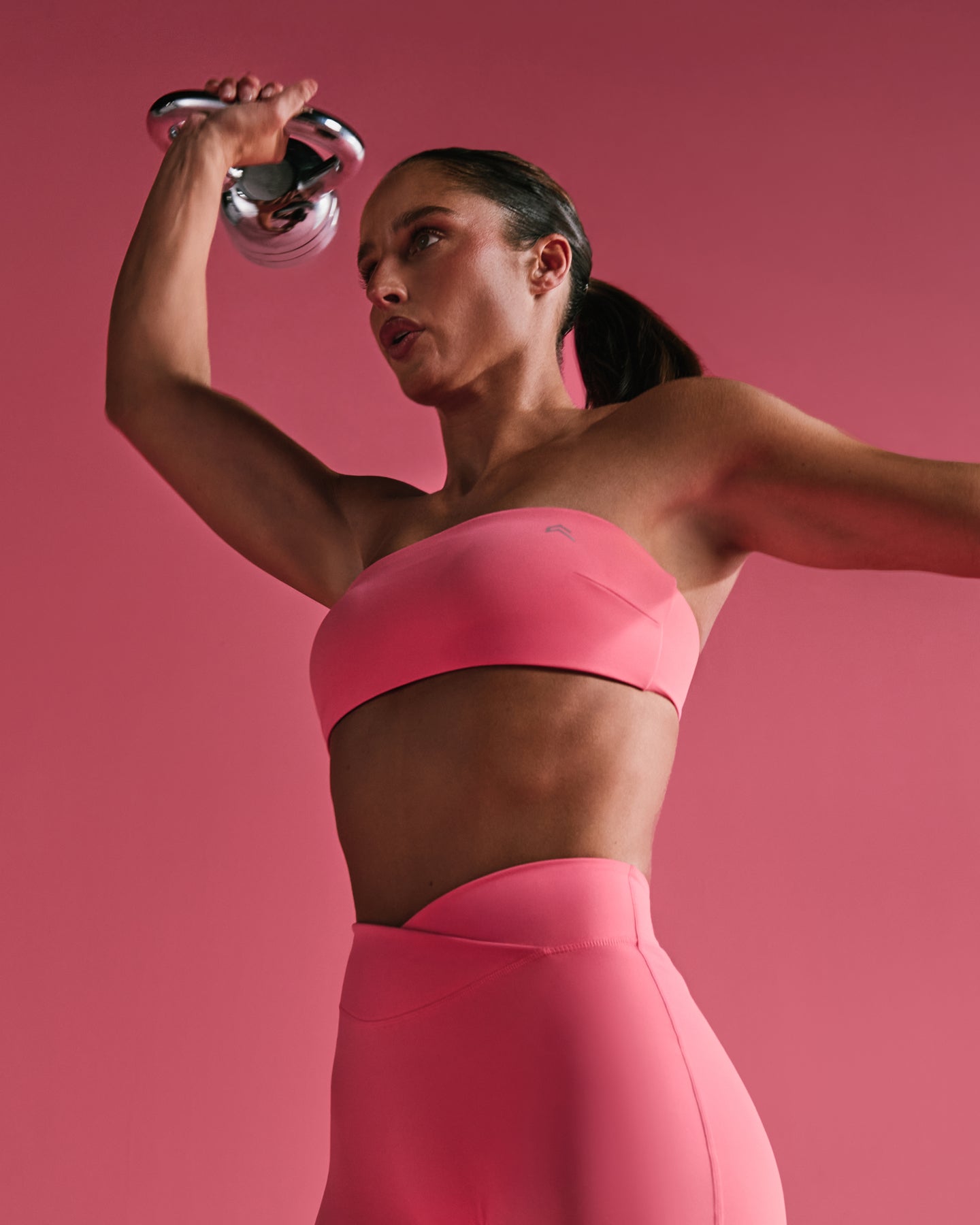 UnifiedMove Micro Bandeau Bralette with Reflective Logo | Hot Girl Pink