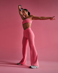 UnifiedMove Wrap Flared Bottoms with Reflective Logo | Hot Girl Pink