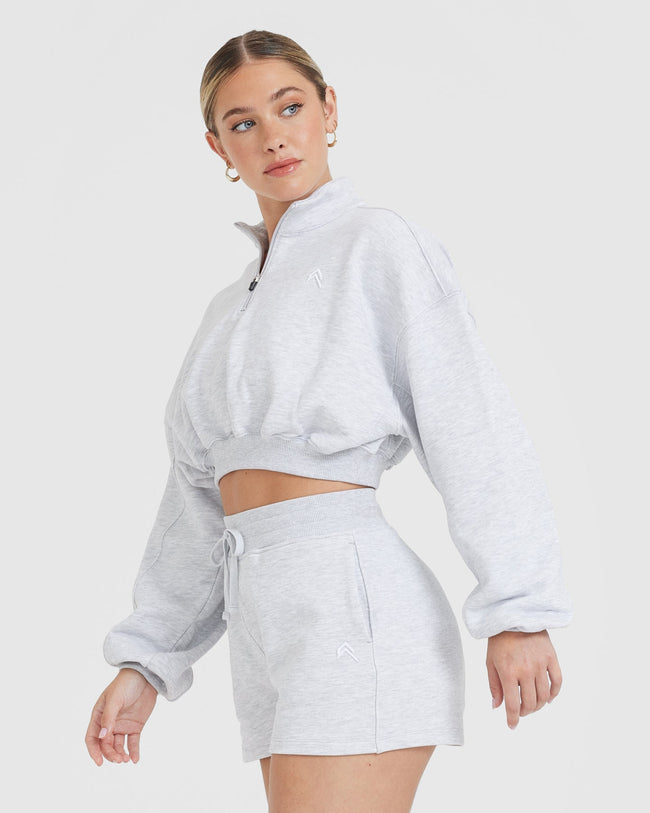 Grey marl crop off shoulder sweater best sale