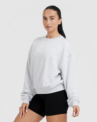 All Day Lightweight Oversized Sweatshirt | Light Grey Marl