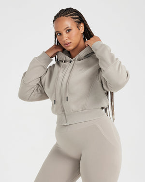 Zip Through Hoodie Women's Cropped Fit - Warm Sand | Oner Active EU