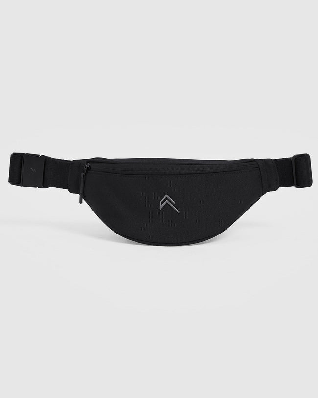 Black canvas fanny pack top