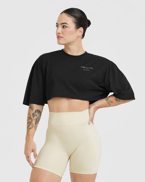 Black graphic crop top new arrivals