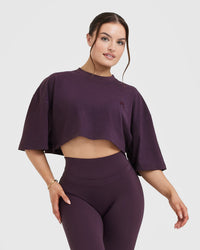 Classic Relaxed Crop Lightweight T-Shirt | Blackberry Purple