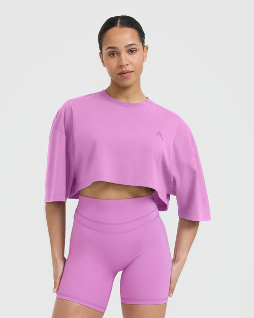 Oner Modal Classic Relaxed Crop Lightweight T-Shirt | Orchid Purple