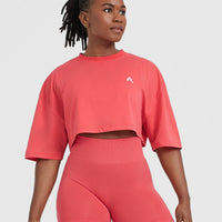 Classic Relaxed Crop Lightweight T-Shirt | Washed Sweet Red