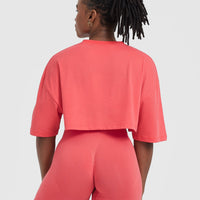 Classic Relaxed Crop Lightweight T-Shirt | Washed Sweet Red