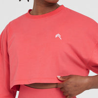 Classic Relaxed Crop Lightweight T-Shirt | Washed Sweet Red