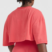 Classic Relaxed Crop Lightweight T-Shirt | Washed Sweet Red