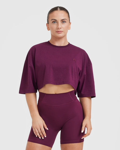 Oner Modal Classic Relaxed Crop Lightweight T-Shirt | Ripe Fig