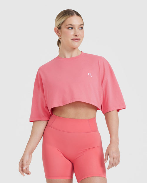 Oner Modal Classic Relaxed Crop Lightweight T-Shirt | Washed Amplify Pink