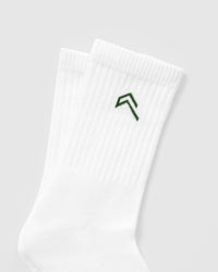 Crew Socks 2 Pack | White/Grey/Forest Green