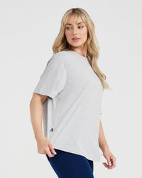 Graphic Oversized Short Sleeve Tee | Silver Marl