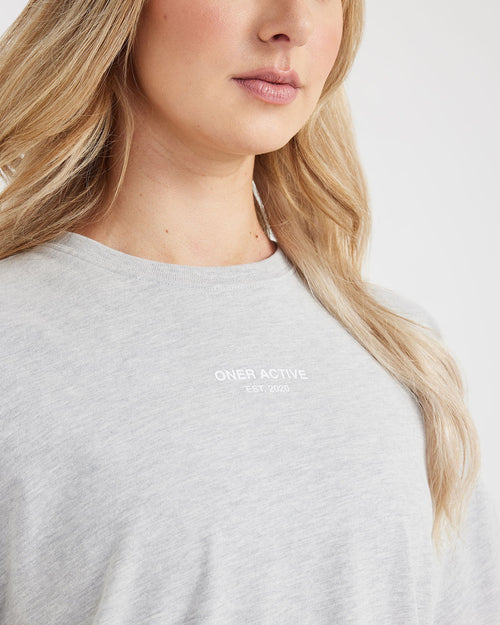 Graphic Oversized Short Sleeve Tee | Silver Marl