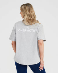 Graphic Oversized Short Sleeve Tee | Silver Marl