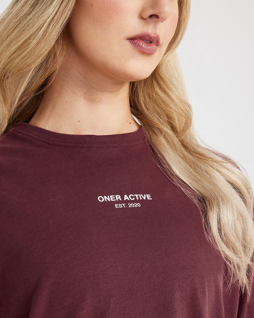 Graphic Oversized Short Sleeve Tee | Washed Rosewood