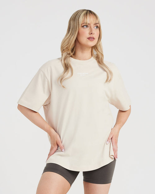 Oner Modal Graphic Oversized Short Sleeve Tee | Washed Sand