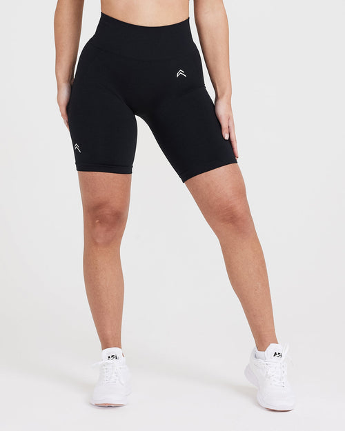 SEAMLESS BLACK CYCLING SHORTS WOMEN BLACK MARL Oner Active EU