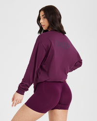 Classic Mirror Graphic Oversized Long Sleeve Top | Washed Ripe Fig
