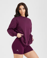 Classic Mirror Graphic Oversized Long Sleeve Top | Washed Ripe Fig