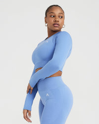 Classic Seamless 2.0 Long Sleeve Crop Top | Light Denim Marl