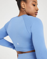 Classic Seamless 2.0 Long Sleeve Crop Top | Light Denim Marl