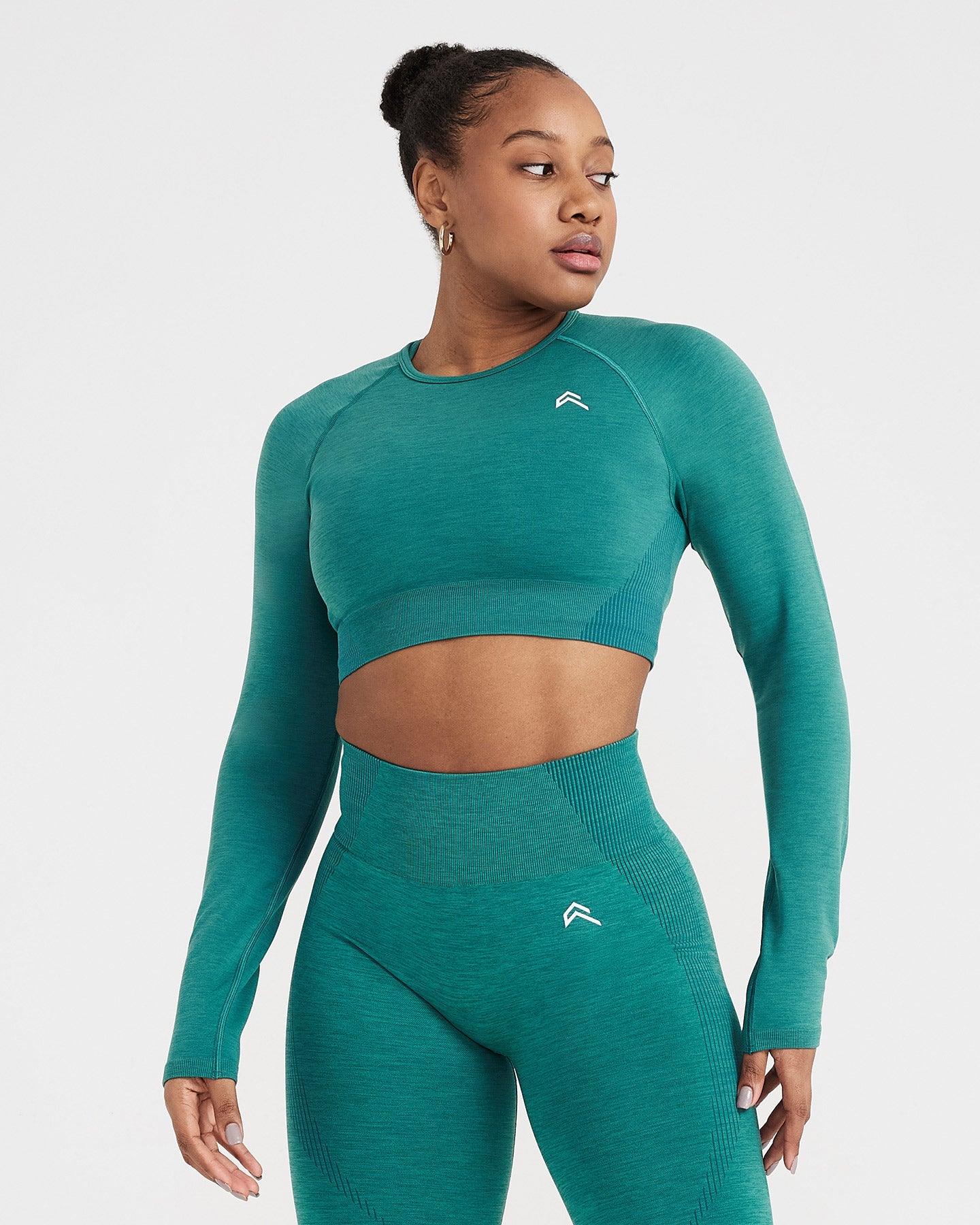 Long Sleeve Gym Crop Top Women Mineral Green Oner Active EU