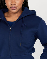 Classic Lounge Cropped Zip Through Hoodie | Midnight