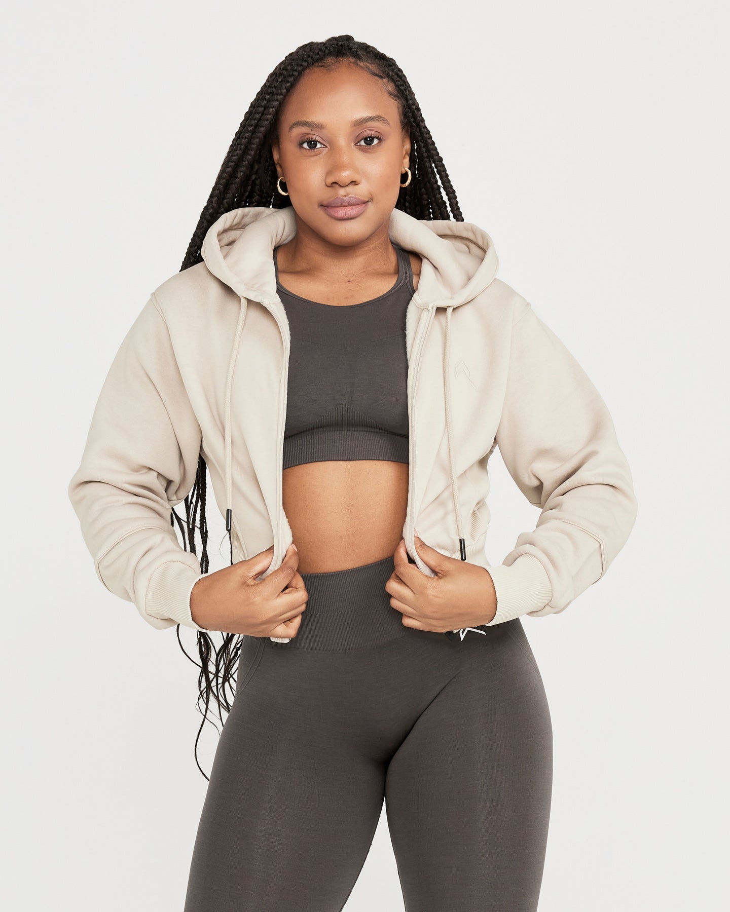Tan zip best sale up hoodie womens