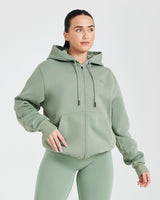Classic Lounge Oversized Zip Through Hoodie | Sage