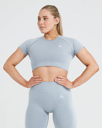 Classic Seamless 2.0 Short Sleeve Crop Top | Smoke Grey Marl